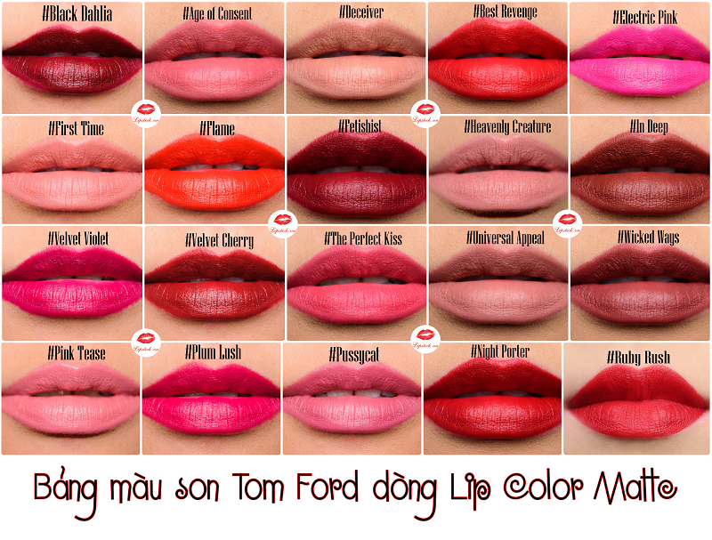 Bảng màu son Tom Ford - Mới Nhất Màu nào Đẹp? 